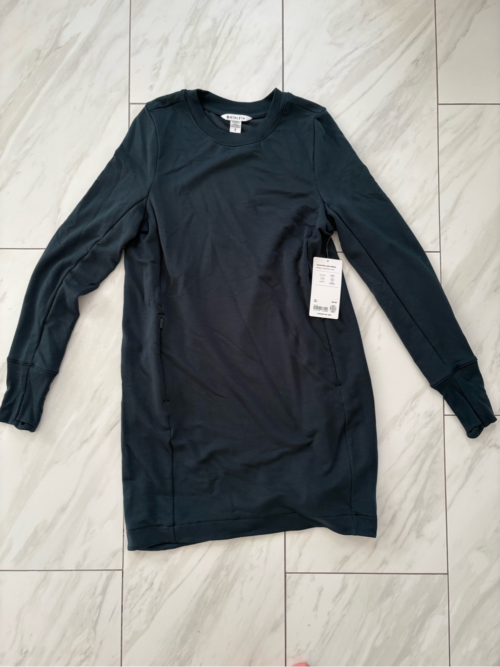 Athleta Dark Teal Long Sleeve Shift Dress